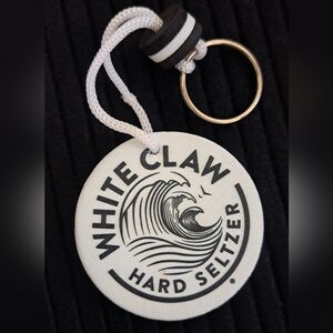White Claw Hard Seltzer Keychain with Black and White Design Foam